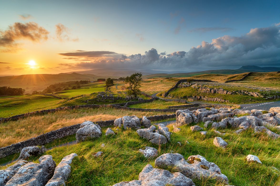 Dramatic Sunset Over Beautiful Nature Scenery At the Winskill Stones Near York