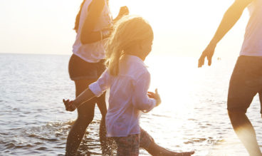 Family by the coast