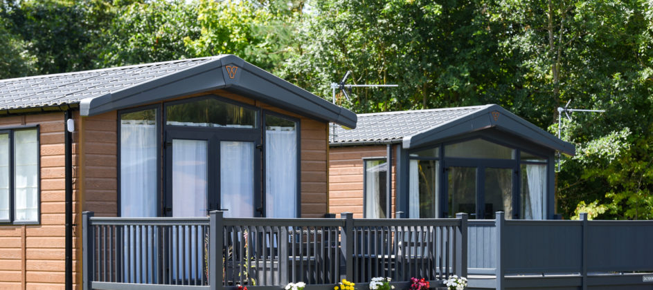 External shot of lodges at Malton Grange with plant pots