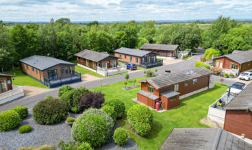 Ariel view of multiple lodges at Malton Grange